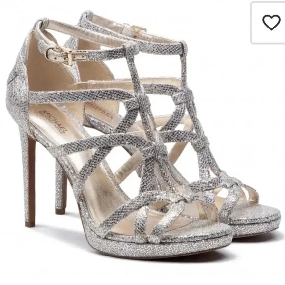 MICHAEL Michael Kors Glitter Champagne Heels Sz 7 - Picture 16 of 16